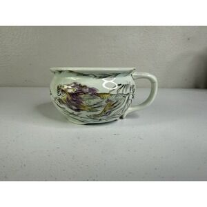 VTG MOHAWK Porcelain Low Profile Gentlemans Shaving Mug LION Hand Painted Bamboo